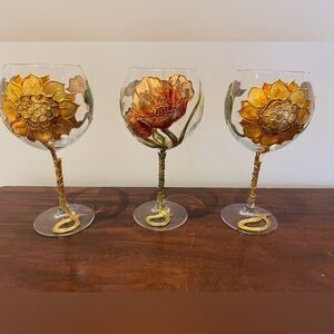 Uno alla volta hand-painted wine glass collection